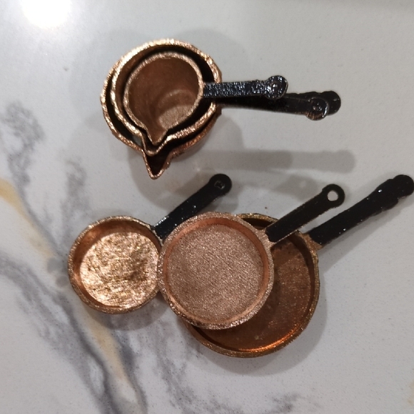 Other - Copper Pot Set, For a Doll House Kitchen.
